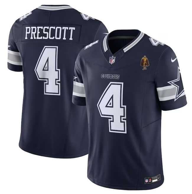 Mens Dallas Cowboys #4 Dak Prescott Navy 2023 F.U.S.E. With Walter Payton Patch Vapor Limited Stitched Jersey->dallas cowboys->NFL Jersey